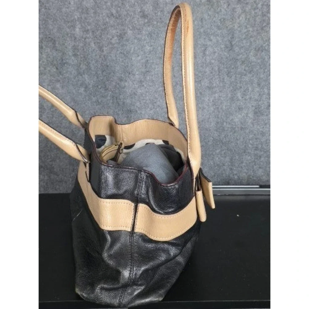 Kate Spade‎ Elena New York Black Tan Leather Bow Tote Handbag Purse Shoulder Bag